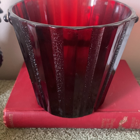 RUBY RED ANCHOR HOCKING VINTAGE ICE BUCKET - Picture 6 of 7